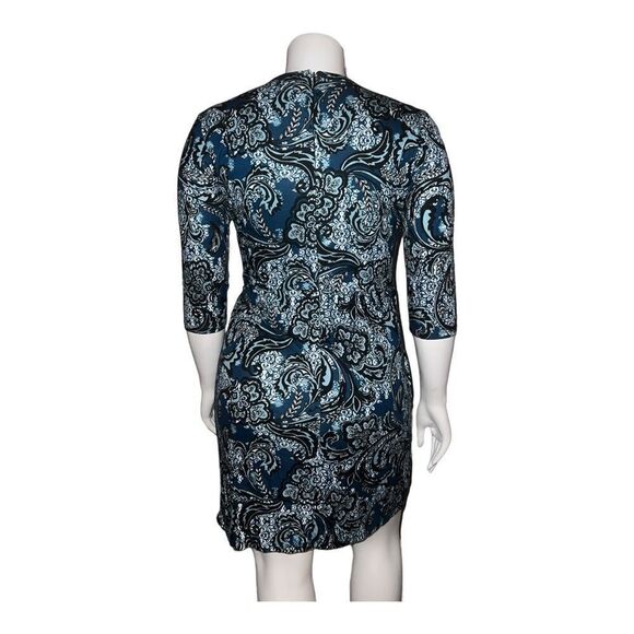 Cato Womens Moroccan Blue Starlight Paisley Wrap Dress Large NWT - Picture 2 of 8